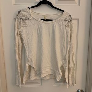 Free people open back lace sleeve top